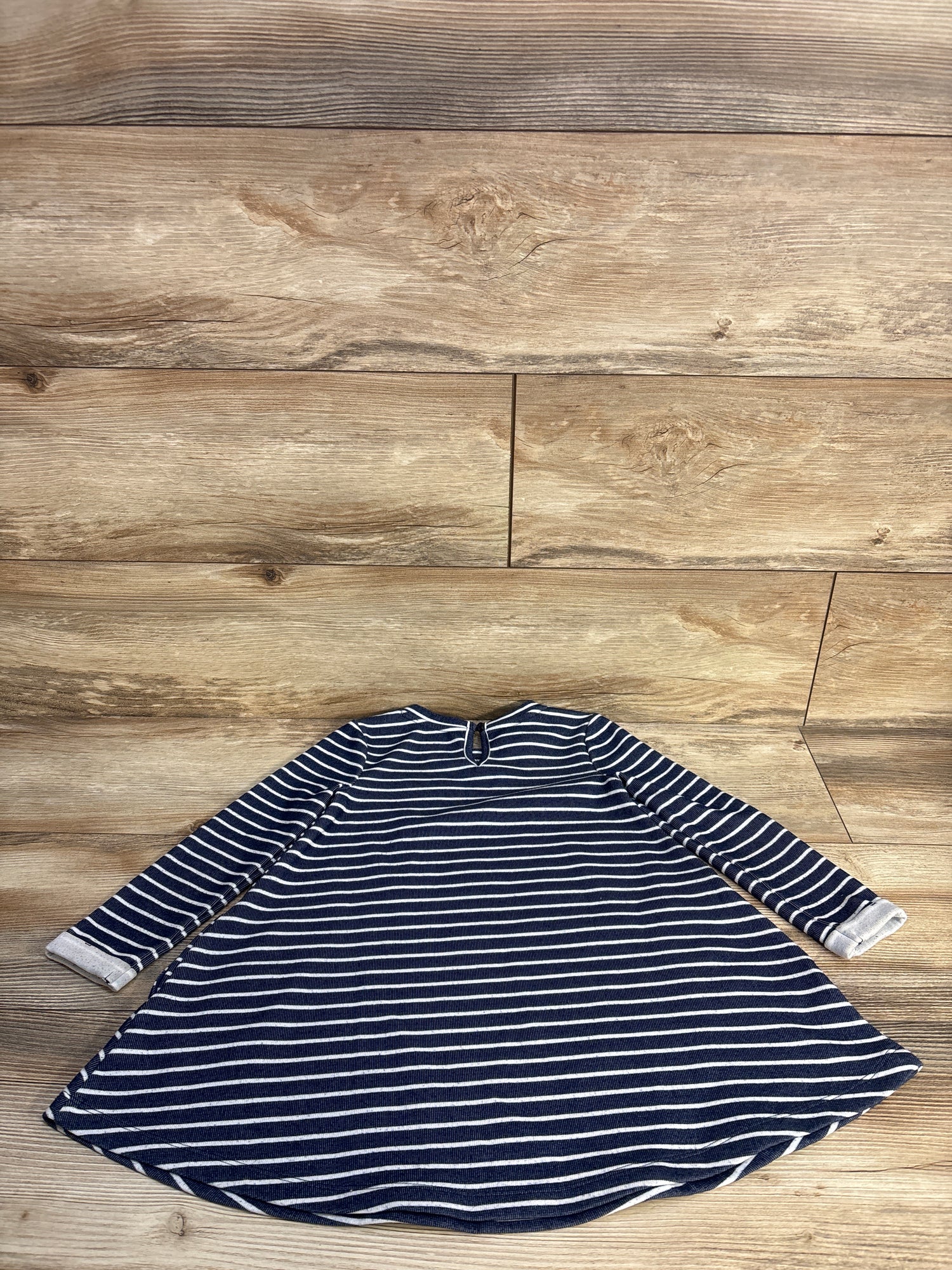 Cat & Jack Striped Embroidered Long Sleeve Dress Navy sz 4T