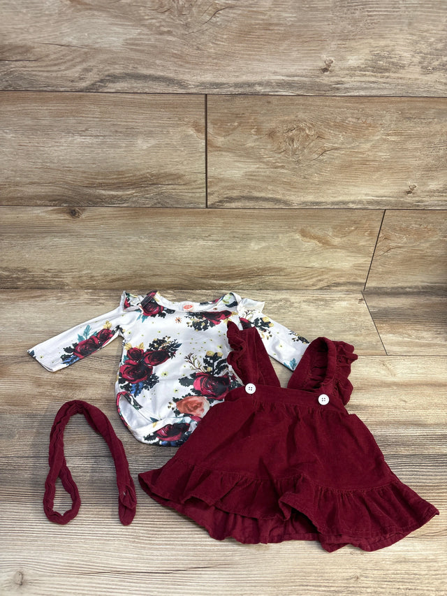 2pc Floral Bodysuit & Corduroy Skirtall White sz 3-6m - Me n Mommy To Be