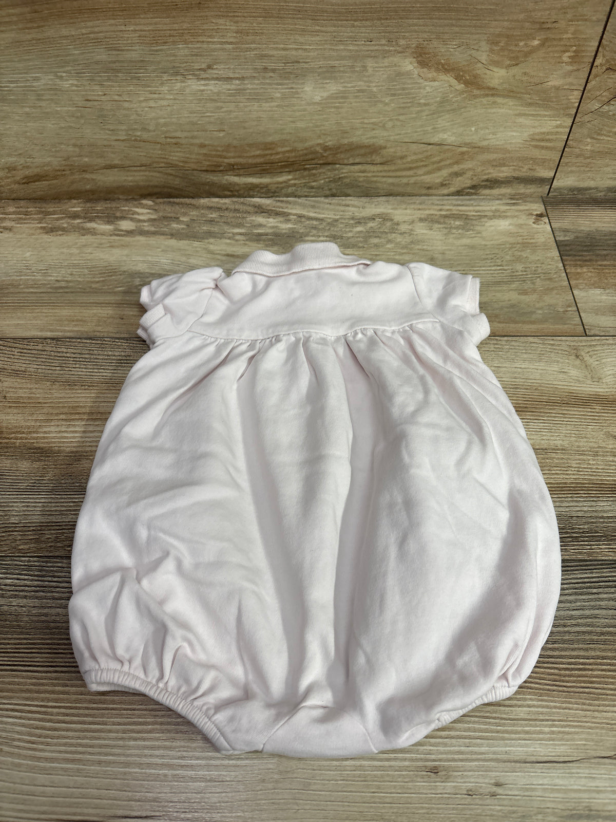 Ralph Lauren Puff Sleeve Cotton Interlock Polo Bubble Romper Pink sz 12m
