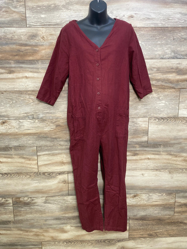 The Nines by Hatch Jumpsuit Burgundy sz Large - Me n Mommy To Be