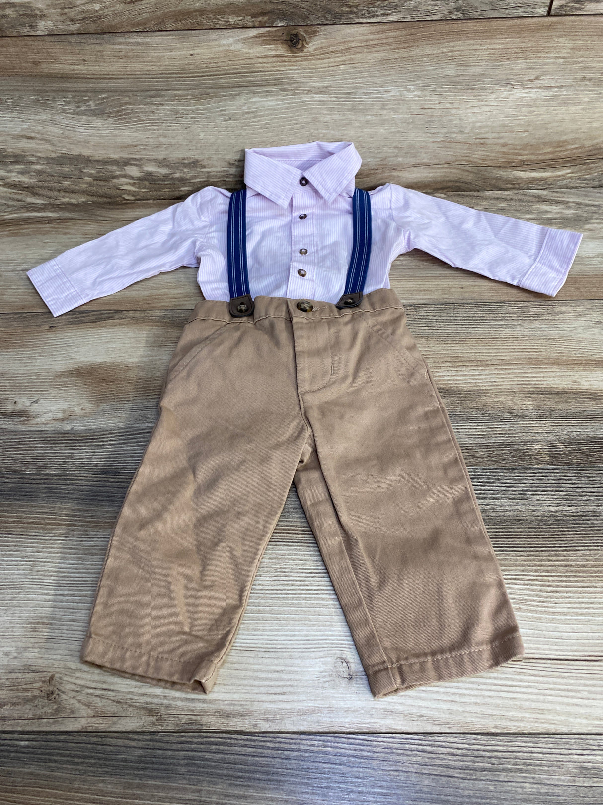 Just One You 3pc Striped Suspender Set Purple sz 6m