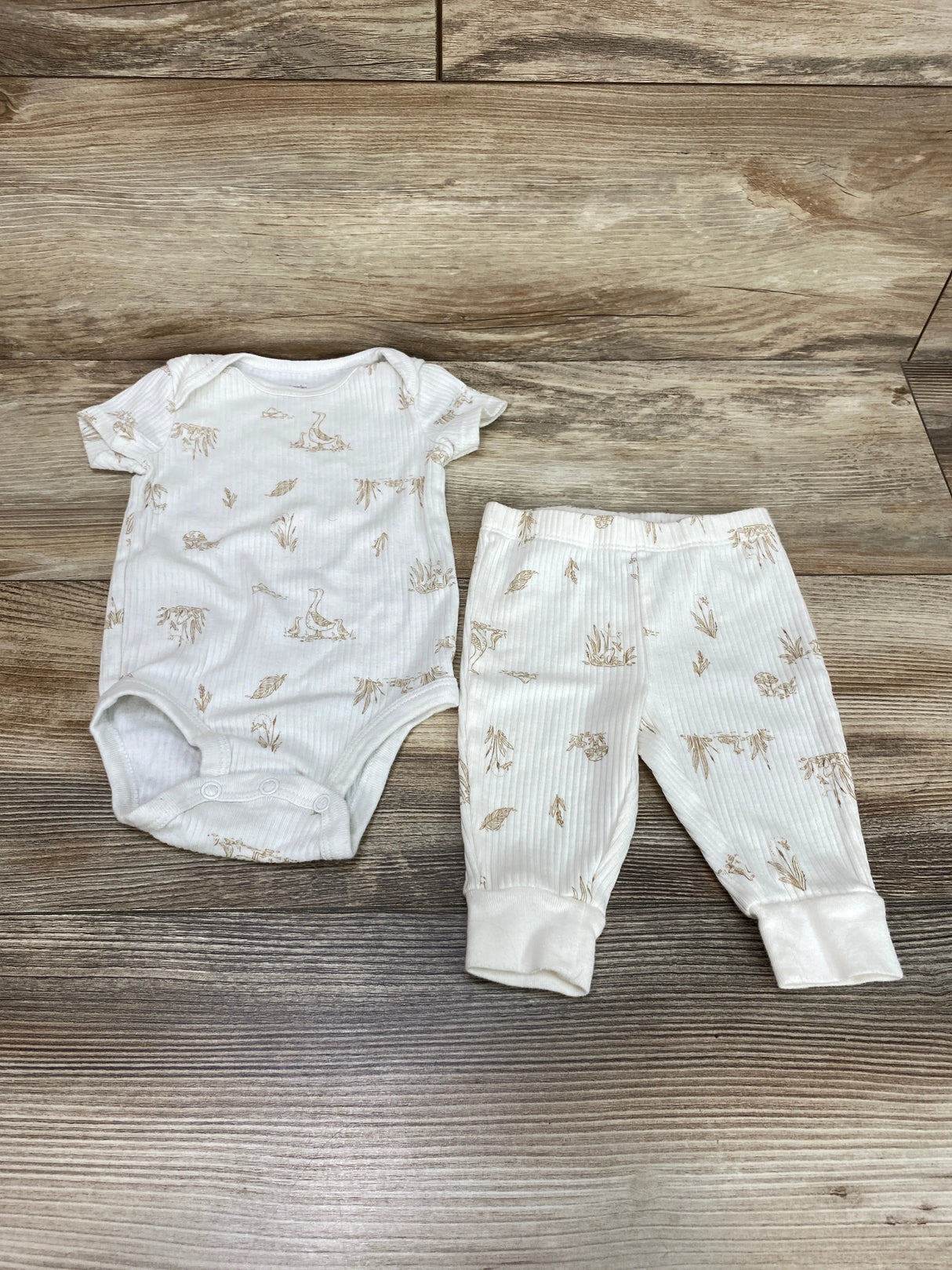 Carter's 2pc Ribbed Bodysuit & Pants Cream sz 3m