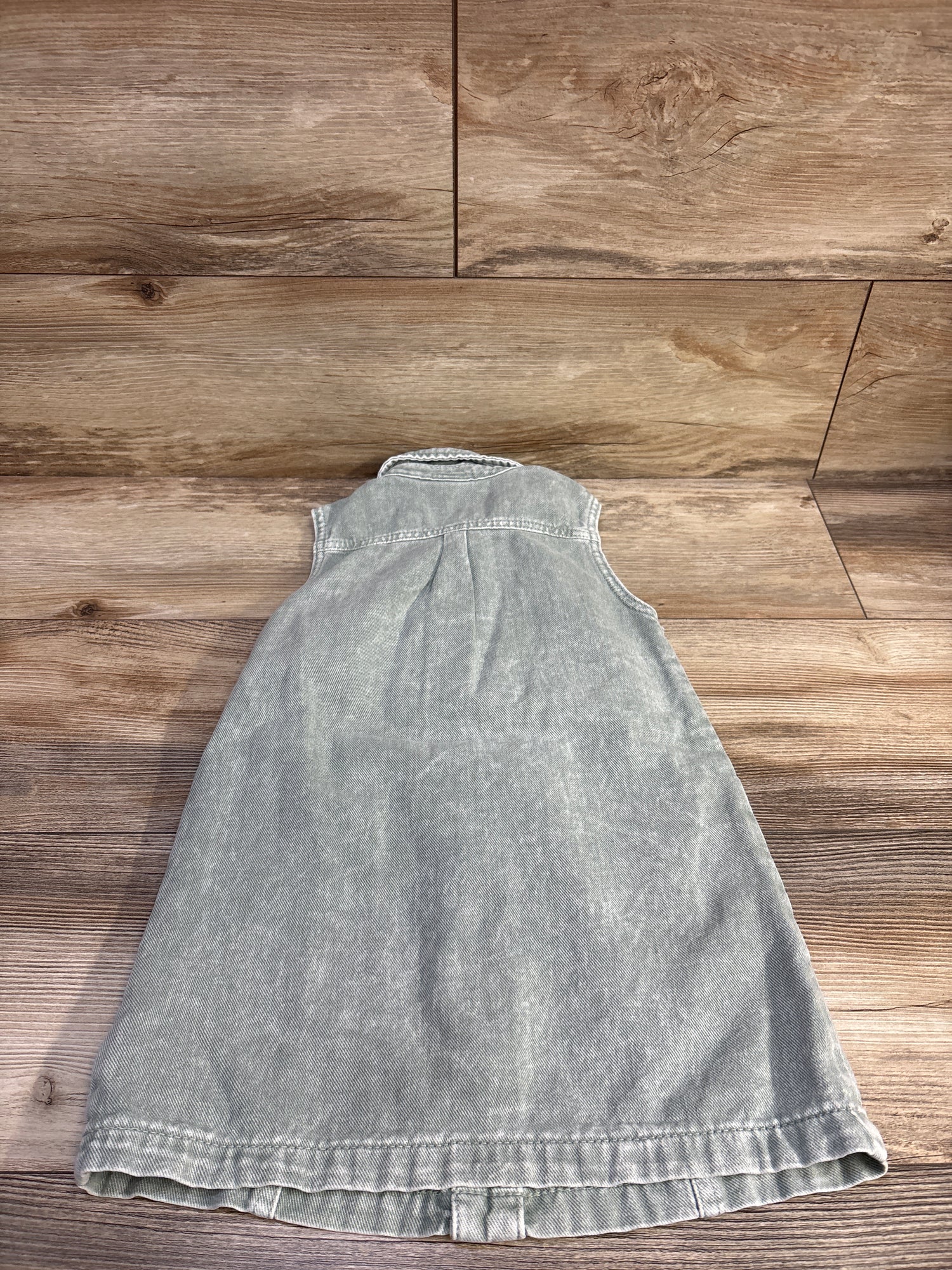 Cat & Jack Sleeveless Button Front Denim Dress Green sz 4T