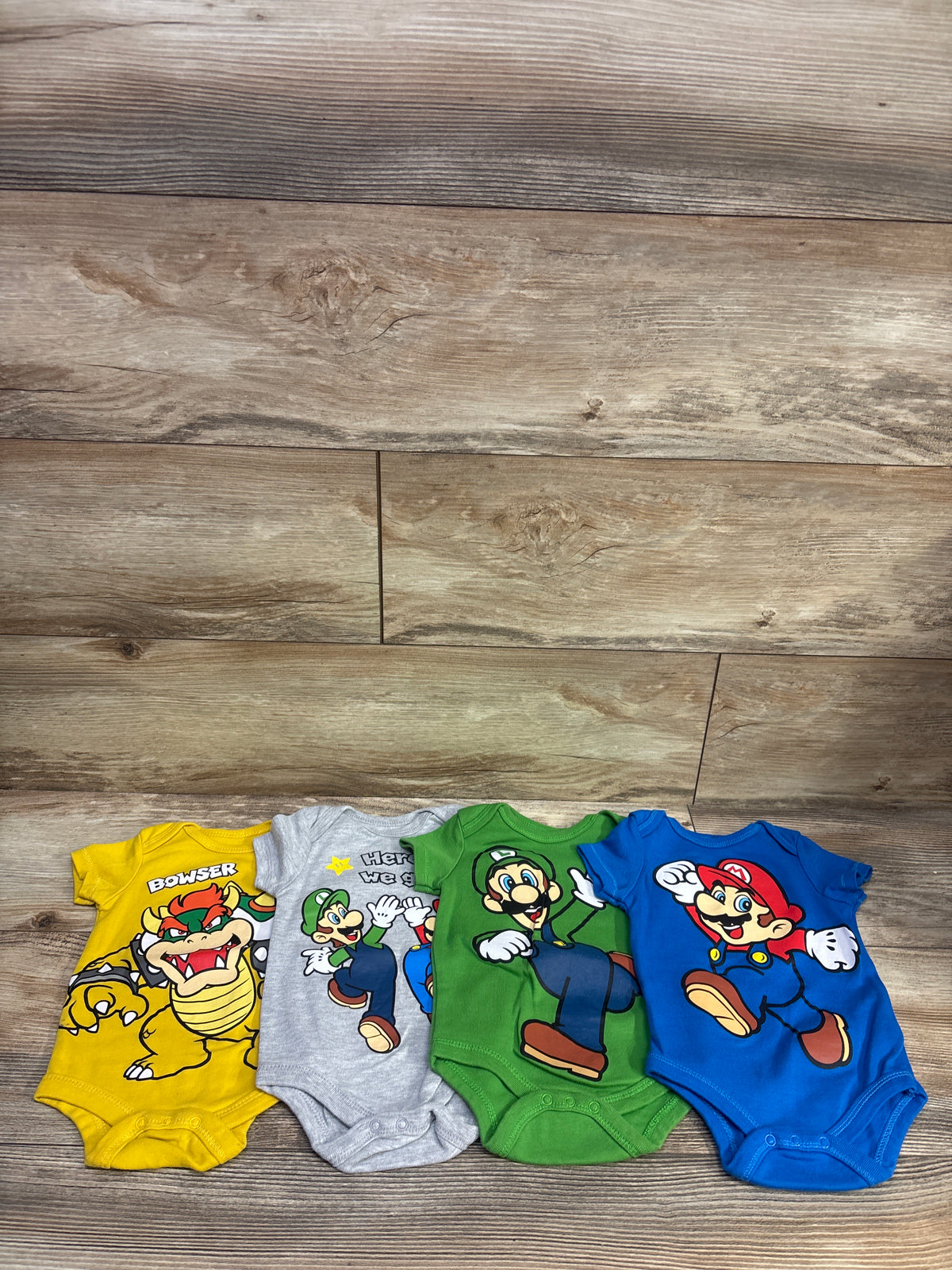 Super Mario 4pk Bodysuit Set Blue sz 3-6m