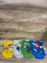 Super Mario 4pk Bodysuit Set Blue sz 3-6m