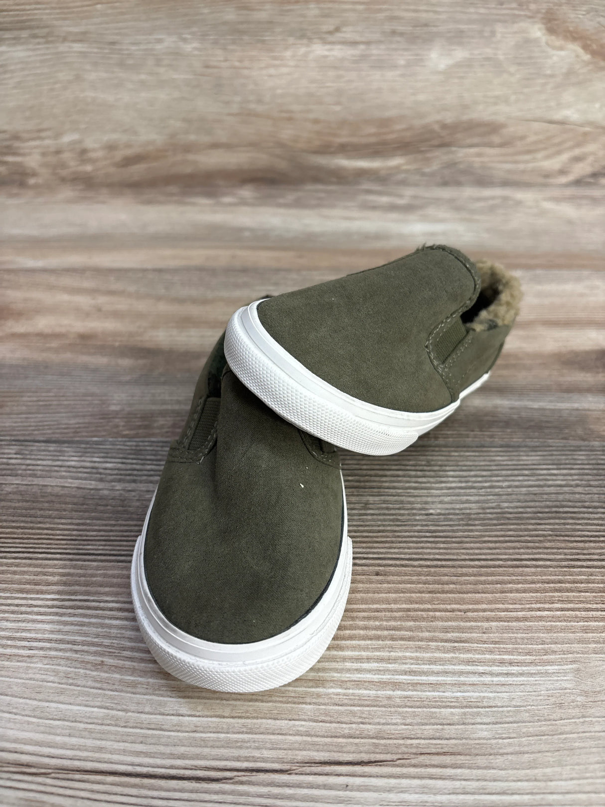NEW Old Navy Sherpa-Lined Slip-On Sneakers Green sz 8c