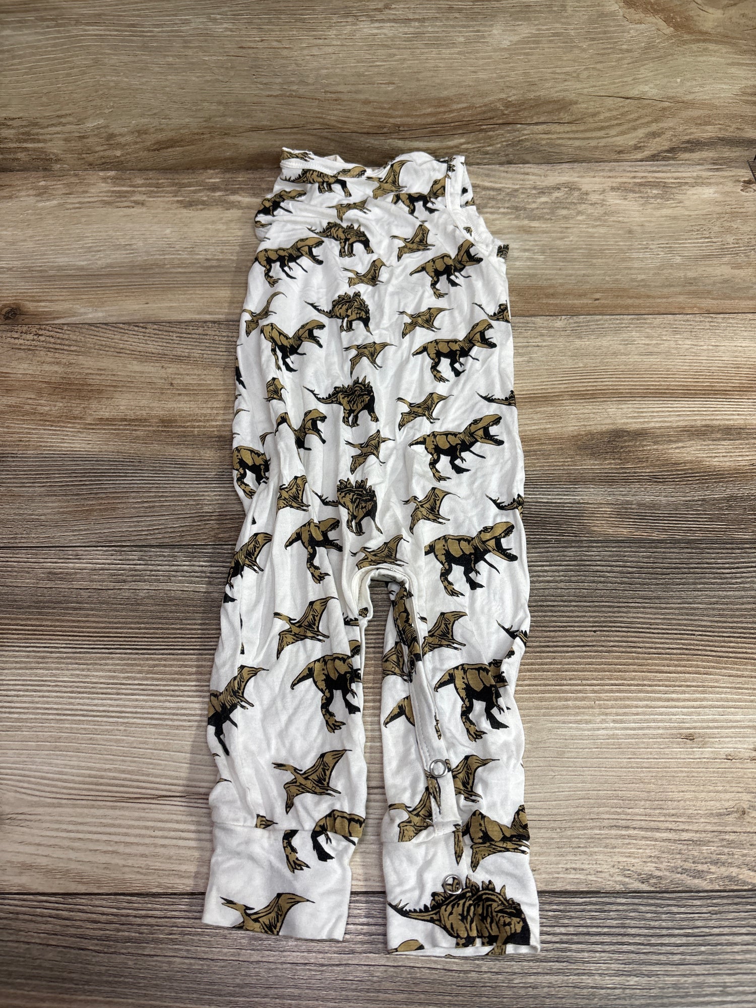 Kate Quinn Bamboo Sleeveless Dinosaur Jumpsuit White sz 6-12m