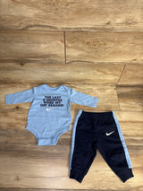 Nike 2pc The Last 9 Months Bodysuit & Joggers Set Blue sz 6m