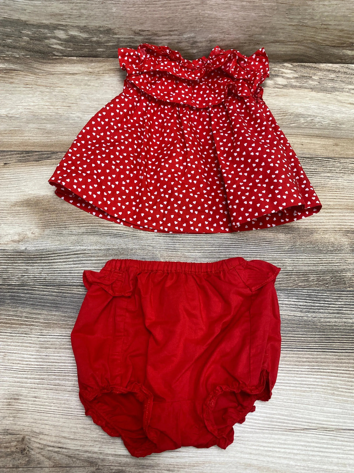 Janie and Jack 2pc Heart Print Matching Set Red sz 3-6m