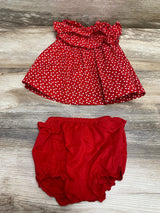 Janie and Jack 2pc Heart Print Matching Set Red sz 3-6m