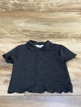 H&M Gauze Button Up Shirt Black sz 3-4T
