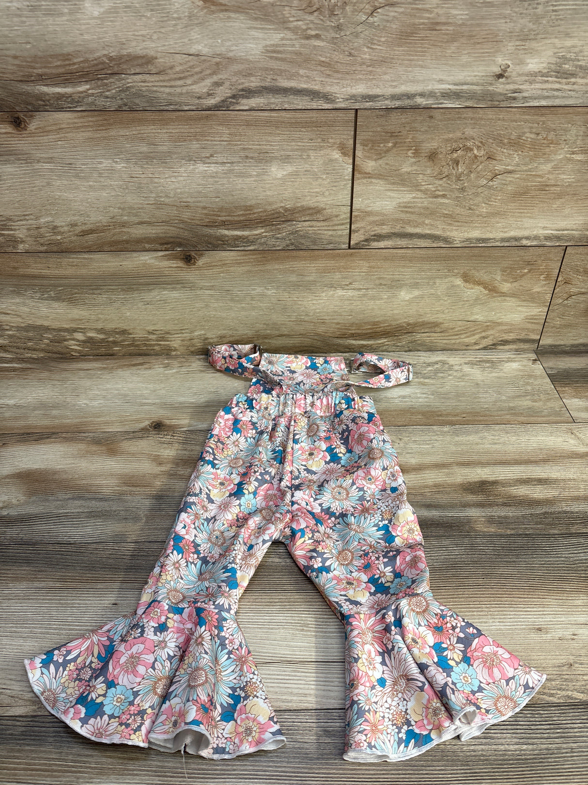 Shein Floral Bell Bottom Overalls Pink sz 12-18m