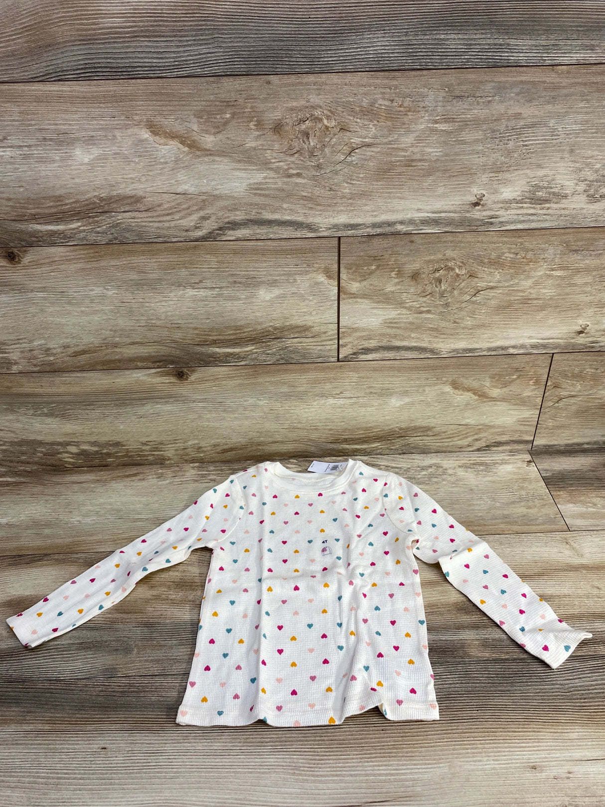 NEW Old Navy Heart Print Thermal Shirt White sz 4T