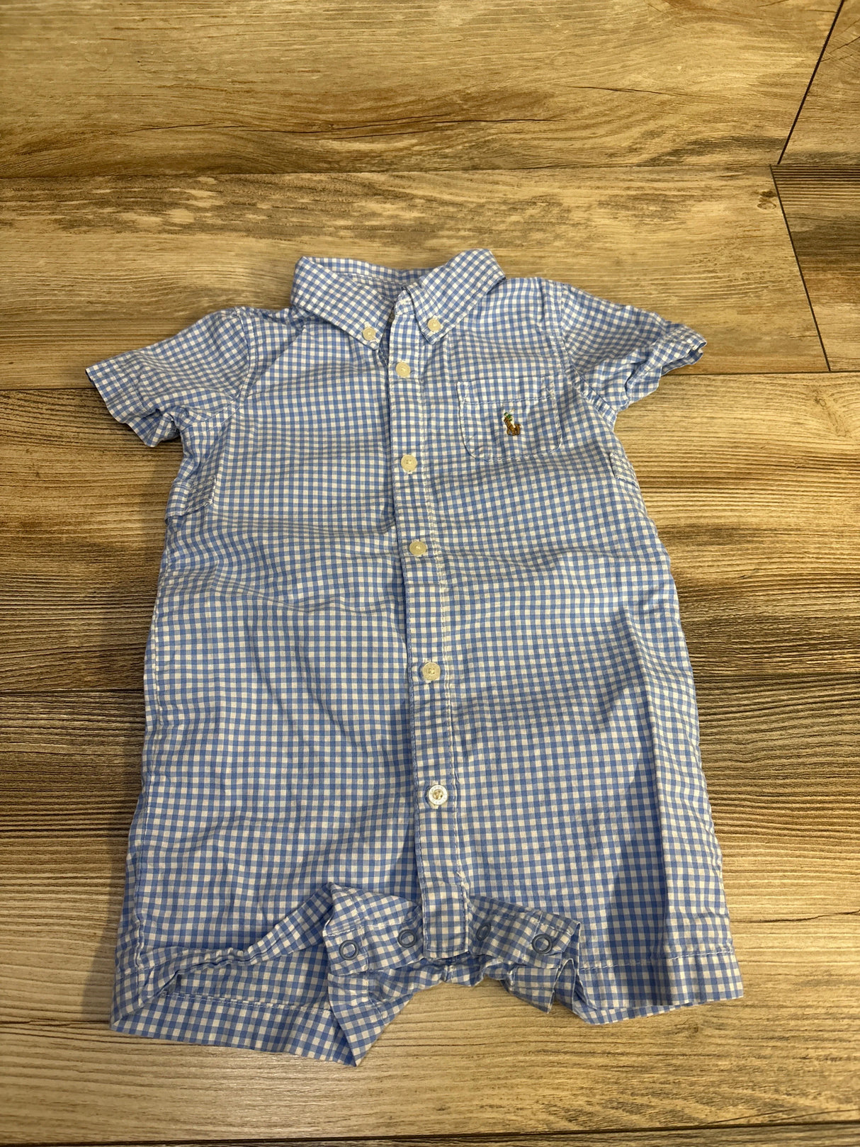 Ralph Lauren Gingham Shortie Romper Blue sz 9m
