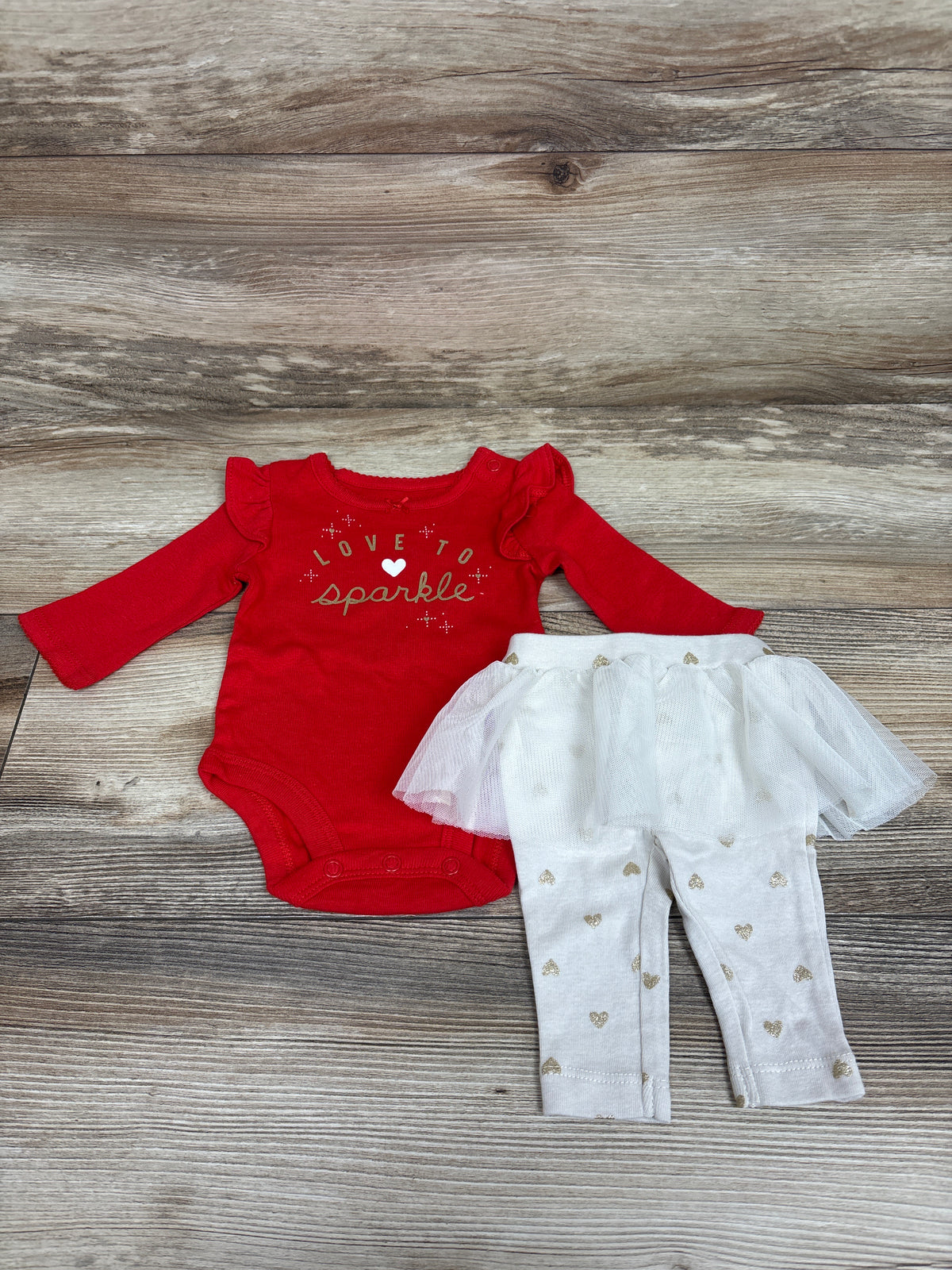 Carter's 2pc Love To Sparkle Bodysuit & Skeggings Set Red sz Newborn
