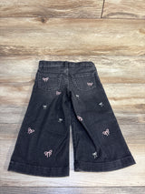 Cat & Jack Embroidered Bow Wide Leg Jeans Black sz 2T