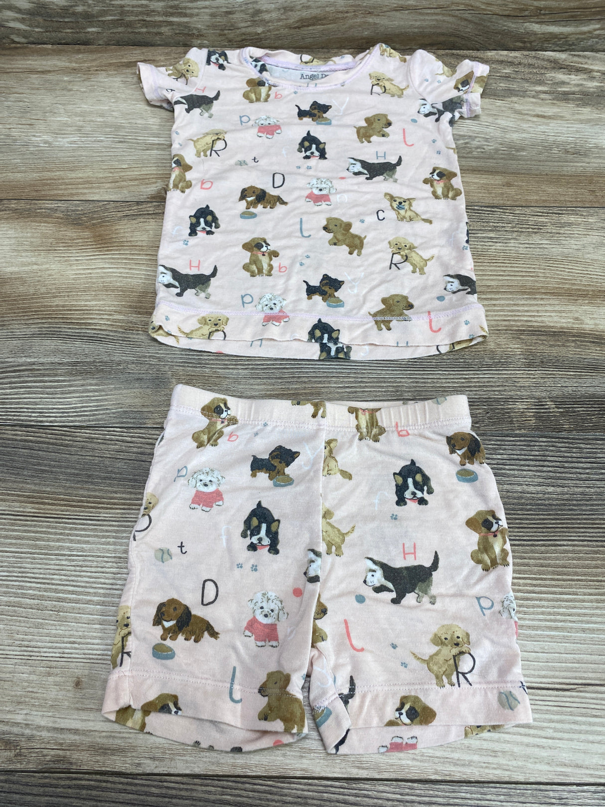 Angel Dear 2pc Puppy Print Pajama Set Pink sz 12-18m