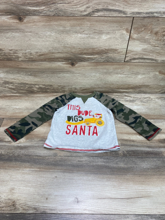 Mudpie This Dude Digs Santa Shirt Grey/Green sz 2-3T - Me n Mommy To Be