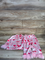 Bow Print 2pc Coat Style Pajama Set Pink sz 3/4T