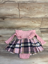 Marsha Ruffle Plaid Bodysuit Dress Pink sz 9-12m