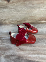 Mary Jane Crib Shoes w/ Bow Detail, Red Glitter sz 3c
