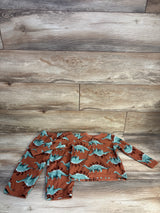 Just One You 2pc Dinosaur Henley Pajama Set Brown sz 2T