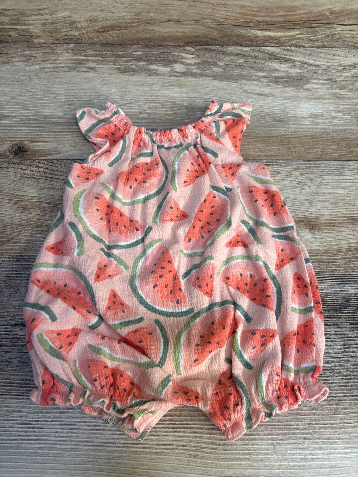 Carter's Smocked Watermelon Print Bubble Romper Pink sz 3m