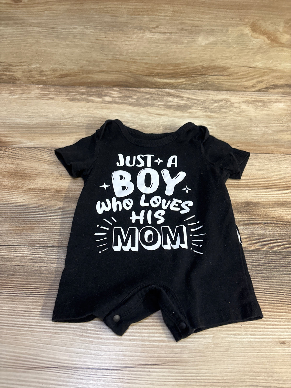 Shein Just A Boy Who Loves His Mom Shortie Romper Black sz 1-3m