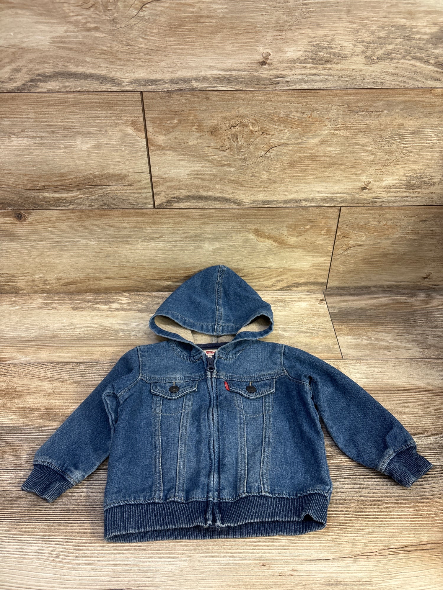 Levi's Zip-Up Hooded Denim Jacket Blue sz 18m