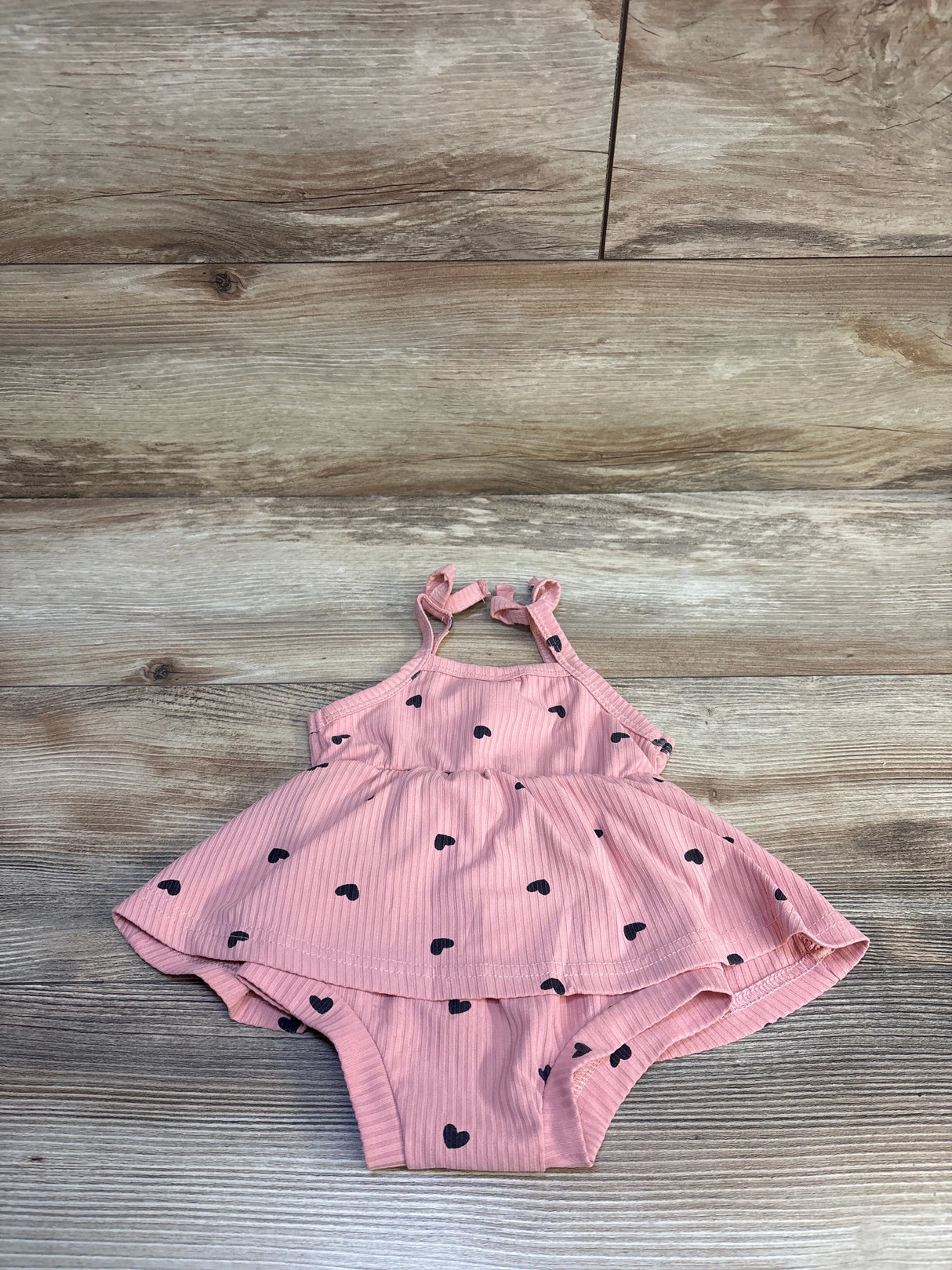 Shein Ribbed Heart Print Bodysuit Dress Pink sz 1-3m