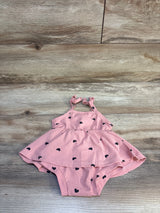 Shein Ribbed Heart Print Bodysuit Dress Pink sz 1-3m