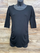 3/4 Sleeve Ruched Shirt Black sz Small