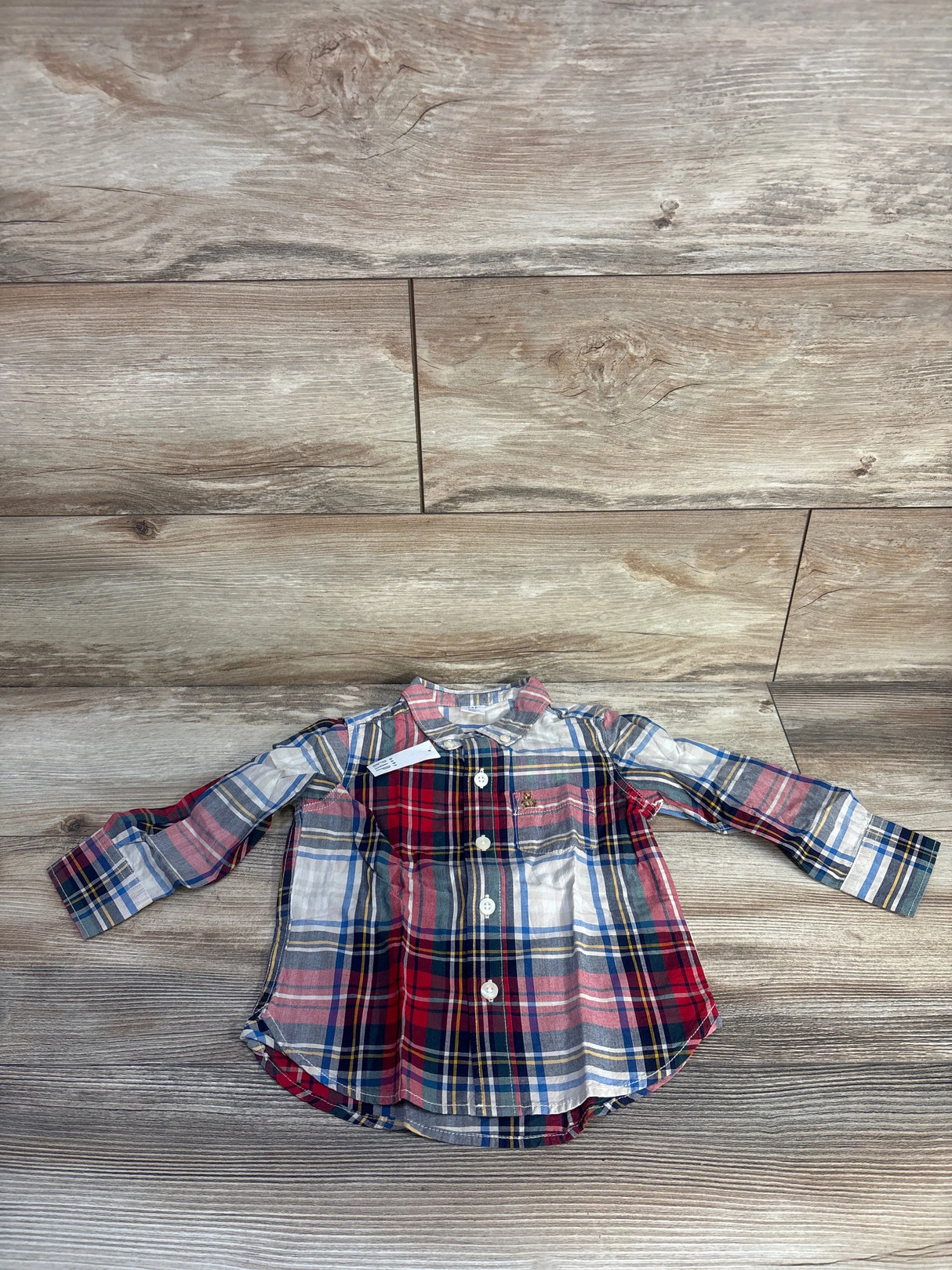 NEW Baby Gap Plaid Button-Down Shirt Red sz 18-24m
