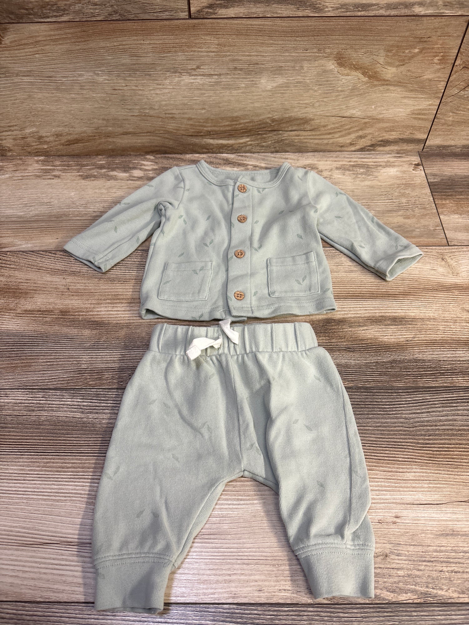 Child Of Mine 2pc Button Shirt & Pants Set Green sz 0-3m