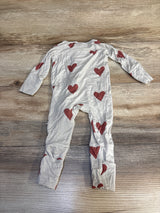 Forever French Bamboo Zip Pajamas Heart Print Ivory sz 0-3m