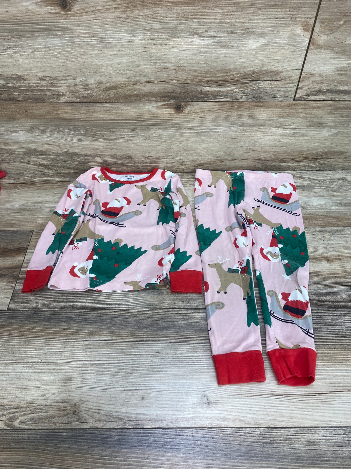 Carter's 2pc Santa Pajama Set Pink sz 3T