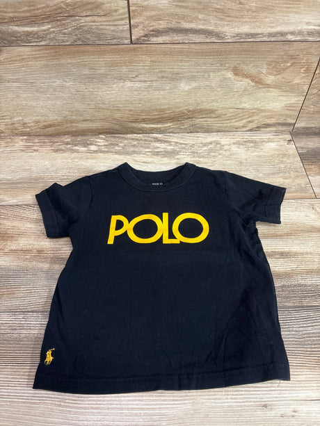 Black toddler t-shirt by Me n Mommy To Be featuring a yellow POLO logo and small emblem.