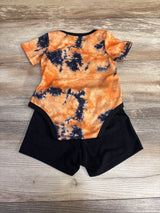 2pc Wild Boys Tie-Dye Bodysuit & Shorts Set Orange sz 3-6m