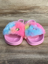 Children's Place Embroidered Icon Faux Fur Slides Pink sz 6c