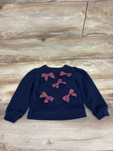 Janie & Jack Tartan Bow Sweatshirt Navy sz 4T