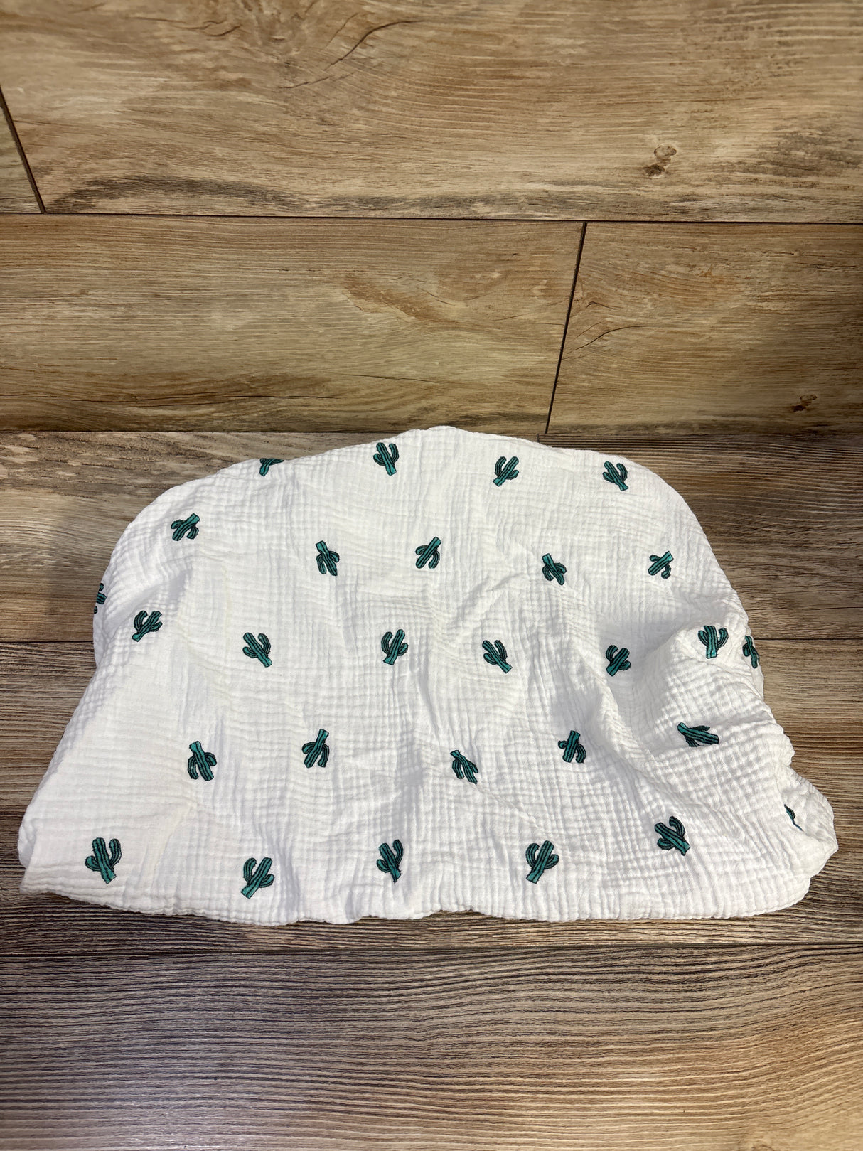 Cactus Print Muslin Bassinet Sheet White 18x32''