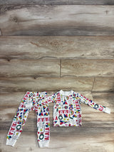 Hanna Andersson Fa La La Long Johns 2pc Pajama Set White sz 3T