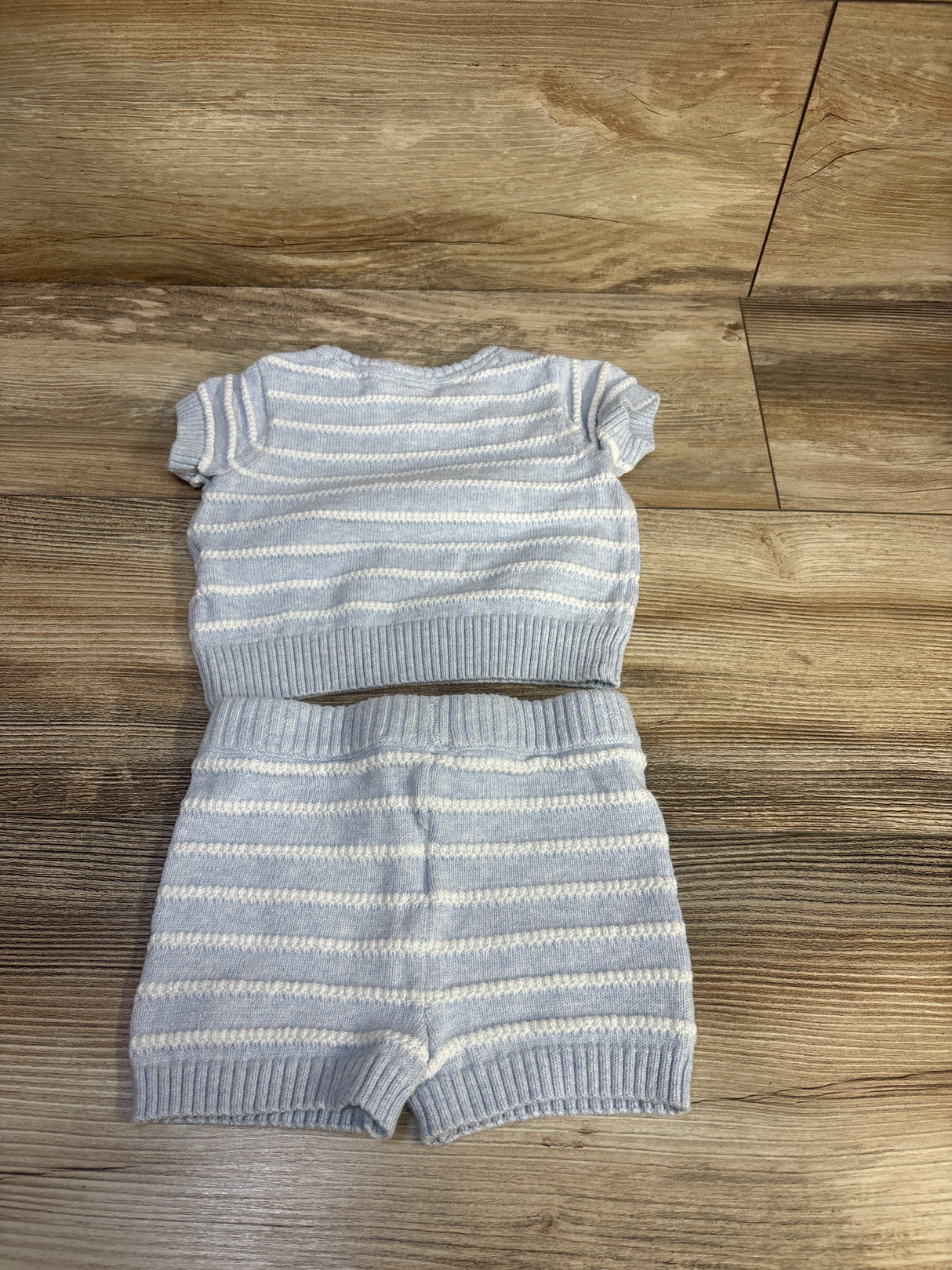 Janie & Jack 2pc Short Sleeve Striped Sweater Set Blue sz 3-6m