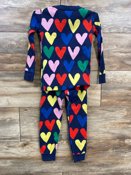Hanna Andersson 2pc Organic Heart Print Long John Pajama Set Navy sz 4T - Me n Mommy To Be