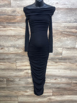 Bumpsuit Off The Shoulder Ruched Mesh Dress Black sz Small
