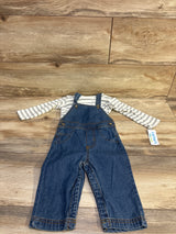 NEW Child of Mine 2pc Ribbed Shirt & Denim Overalls Set White sz 12m