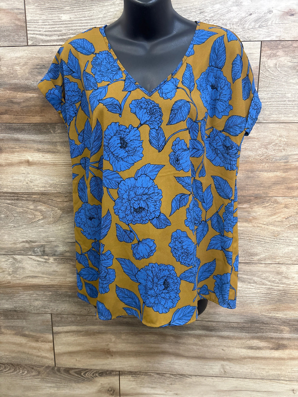 Motherhood Maternity Floral V-Neck Shirt Caramel sz Small