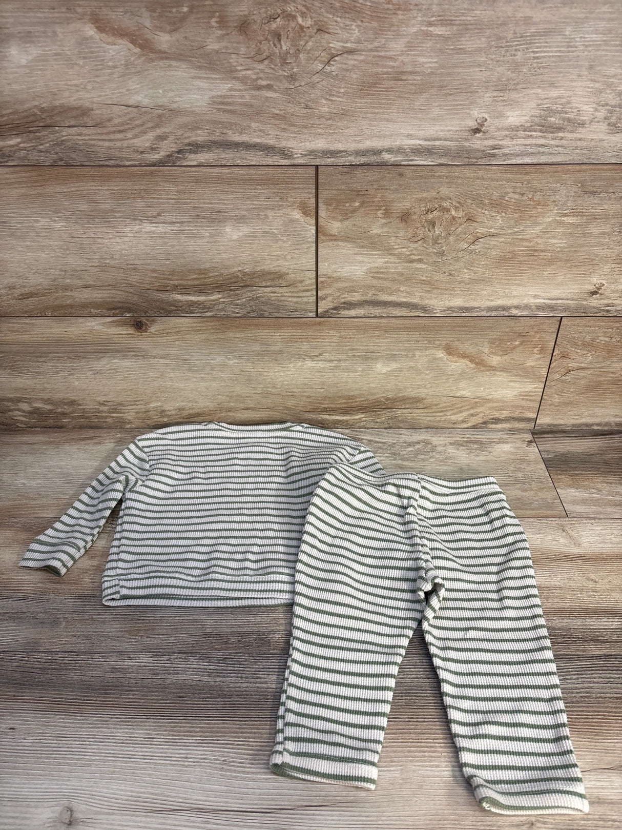 Cat & Jack 2pc Striped Waffle Knit Shirt & Pants Set White sz 12m