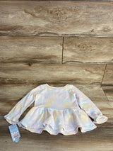 NEW Cat & Jack Tie-Dye Waffle Knit Peplum Top White sz 3T