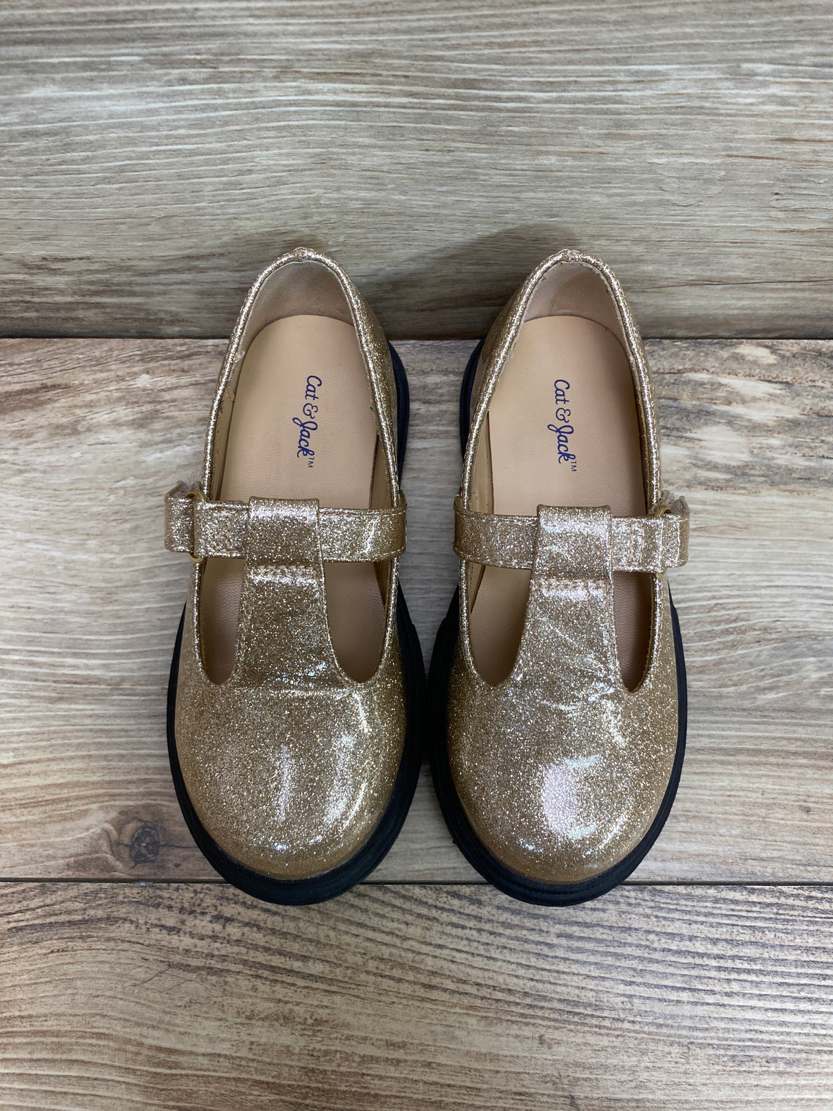 Cat & Jack Wende Mary Jane Flats Gold Sz 9c